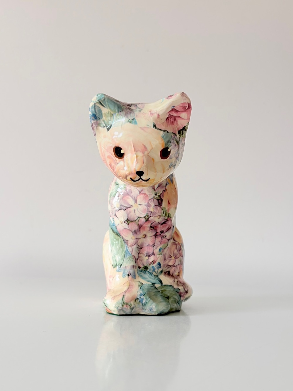 Vintage Decoupage Cat Shelf Sitter Country Cottage Grandma 80s 90s